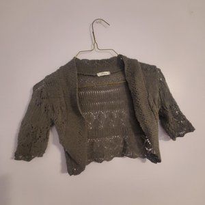 Girls Crochet/Knit Bolero Shrug Size 8-10: Charcoal/Gray